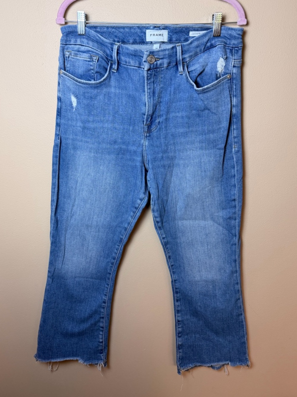 FRAME Le Crop Mini Boot Jeans – Light Wash Blue Denim Size 32 - Picture 4 of 11